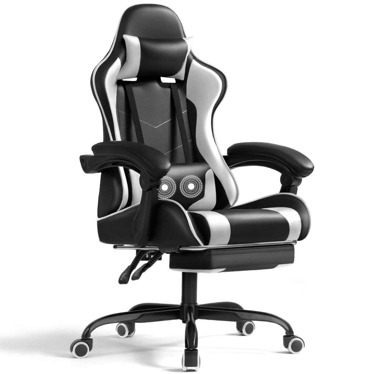 Freeport Park reclining video gaming chair with footrest Black/White