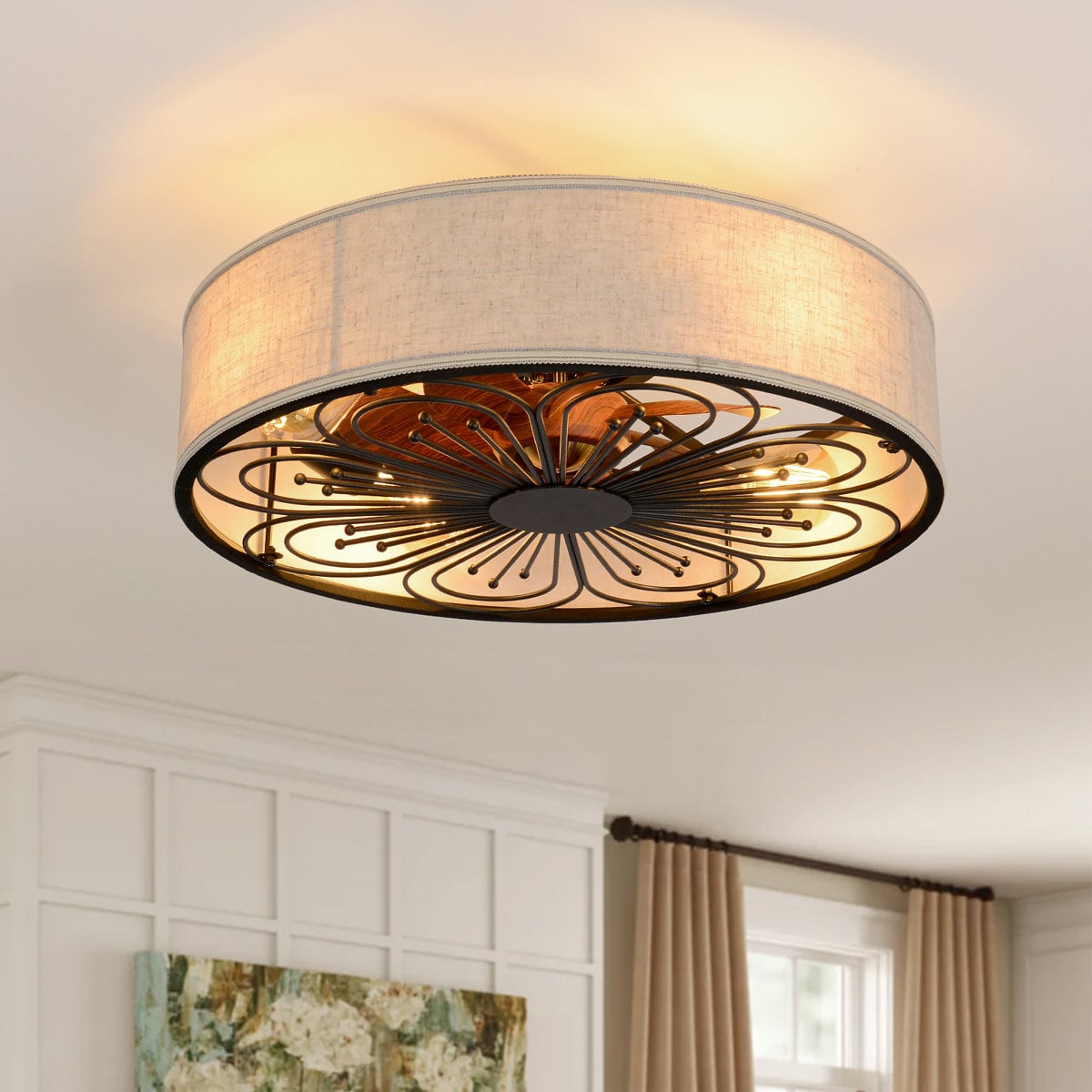 Red Barrel Studio Arachne ceiling fan with light kit and remote Black/Bronze, Bulb